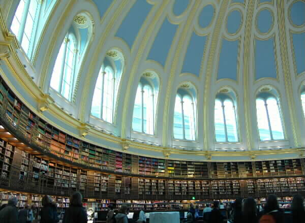 Foto fra bibliotek i British Museum